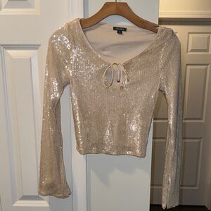 Sparkling Beige Sequin Blouse